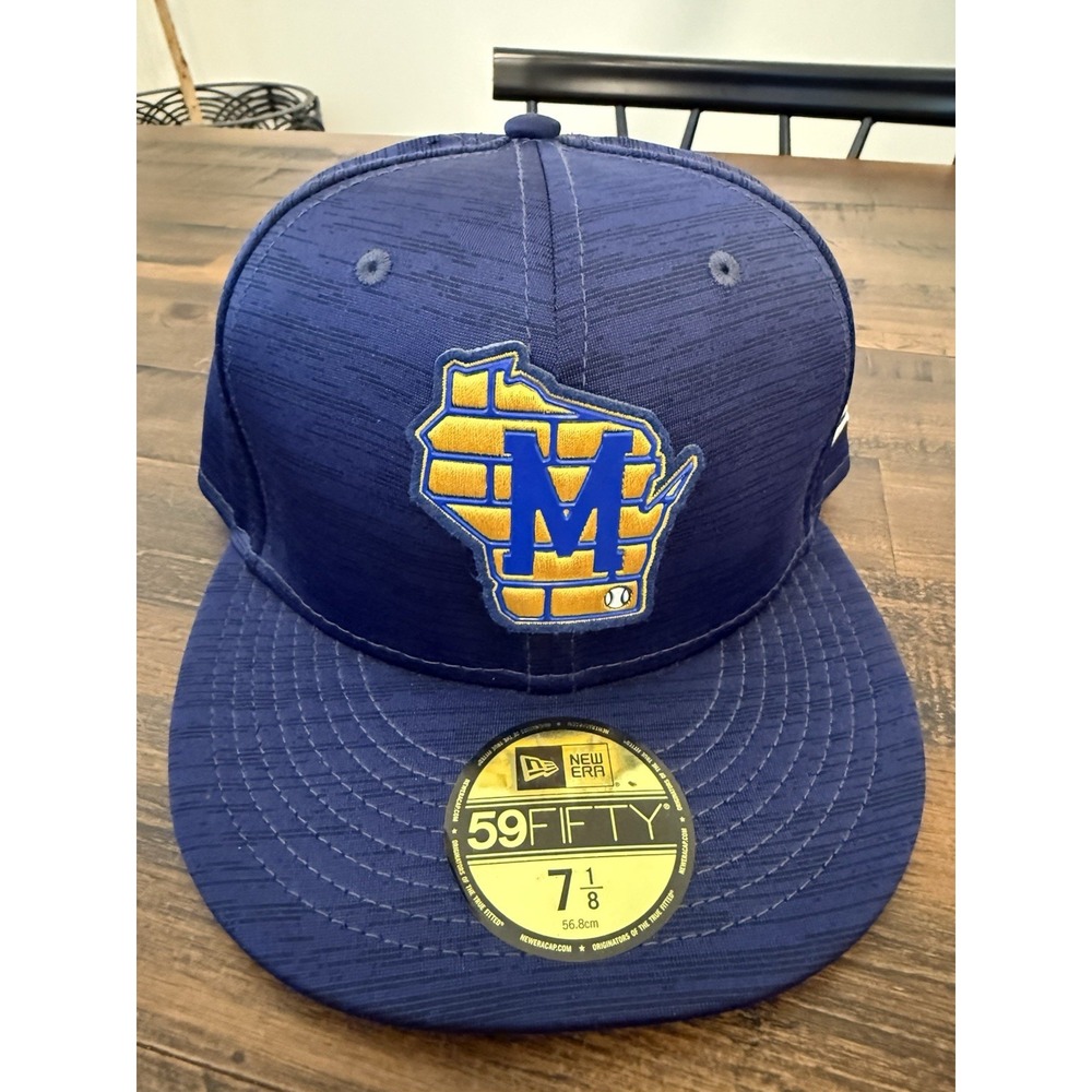 New Era MLB Authentic 59Fifty Performance Fitted Milwaukee Brewers Hat Navy READ